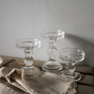 Glass Candle Holders Set of 3 for Wedding or Home Decoration