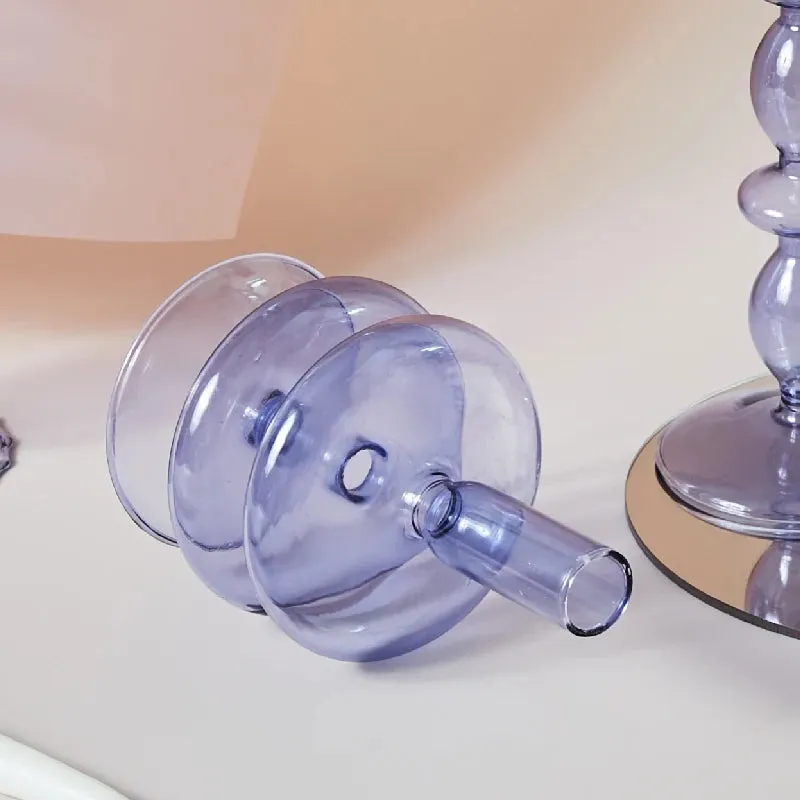 Glass Candlesticks Lilac Candle Holders