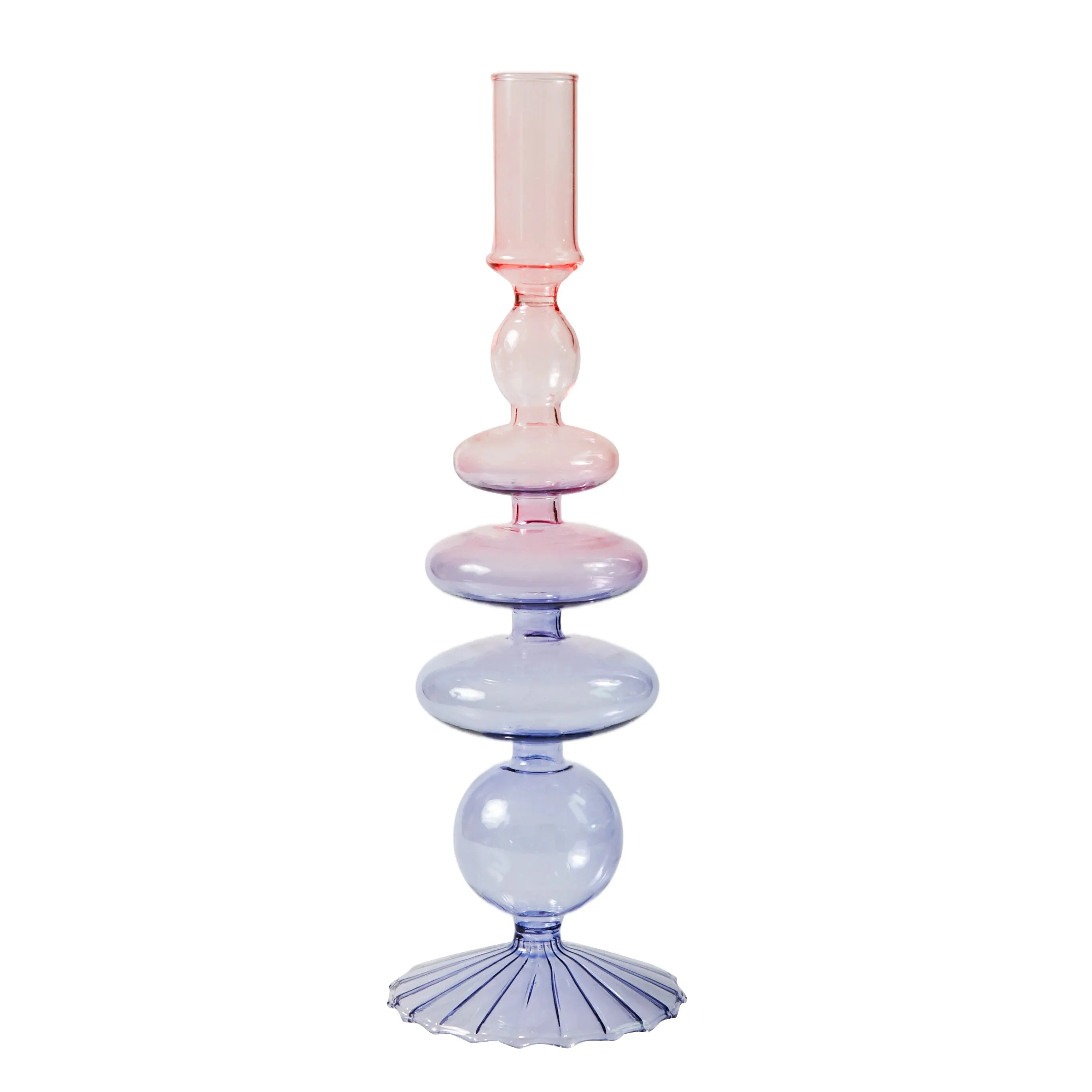 Glass Candlesticks Lilac Candle Holders