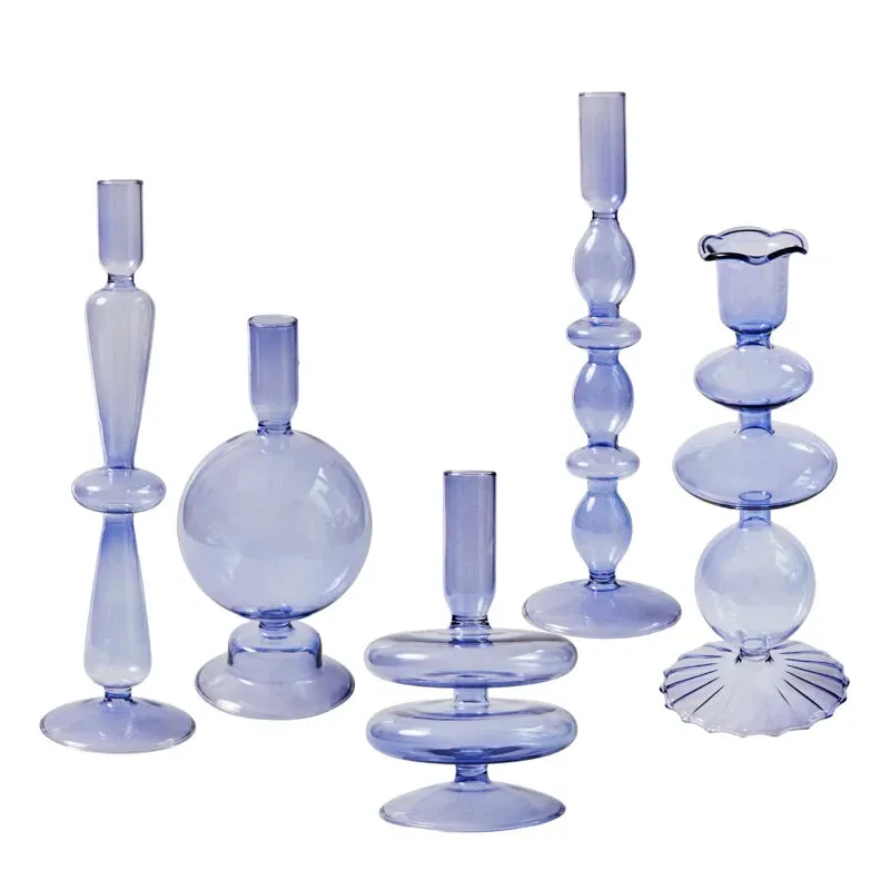 Glass Candlesticks Lilac Candle Holders