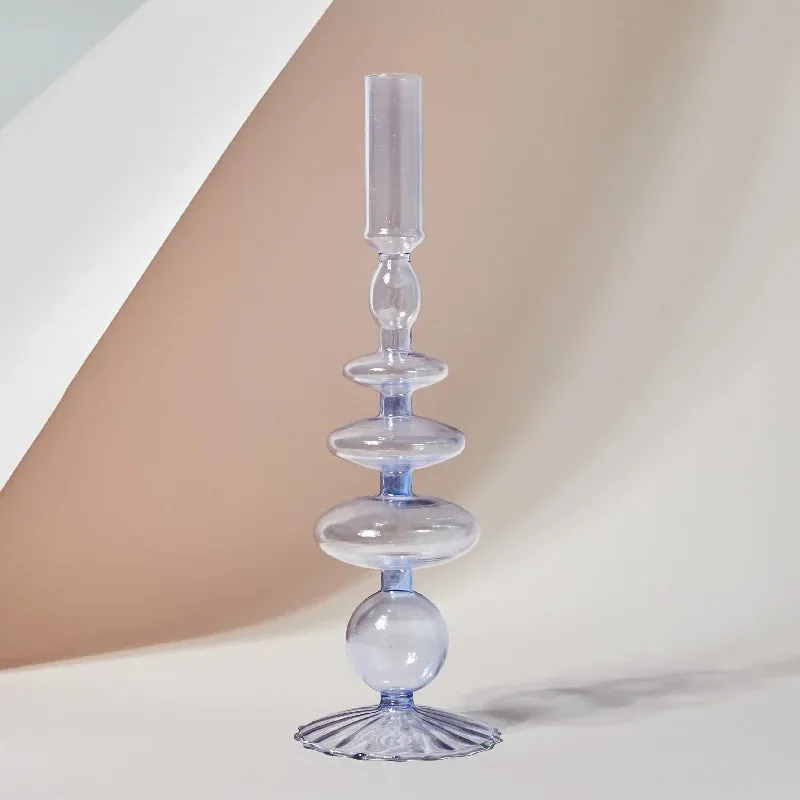 Glass Candlesticks Lilac Candle Holders
