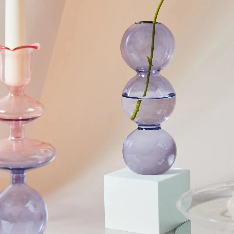 Glass Candlesticks Lilac Candle Holders