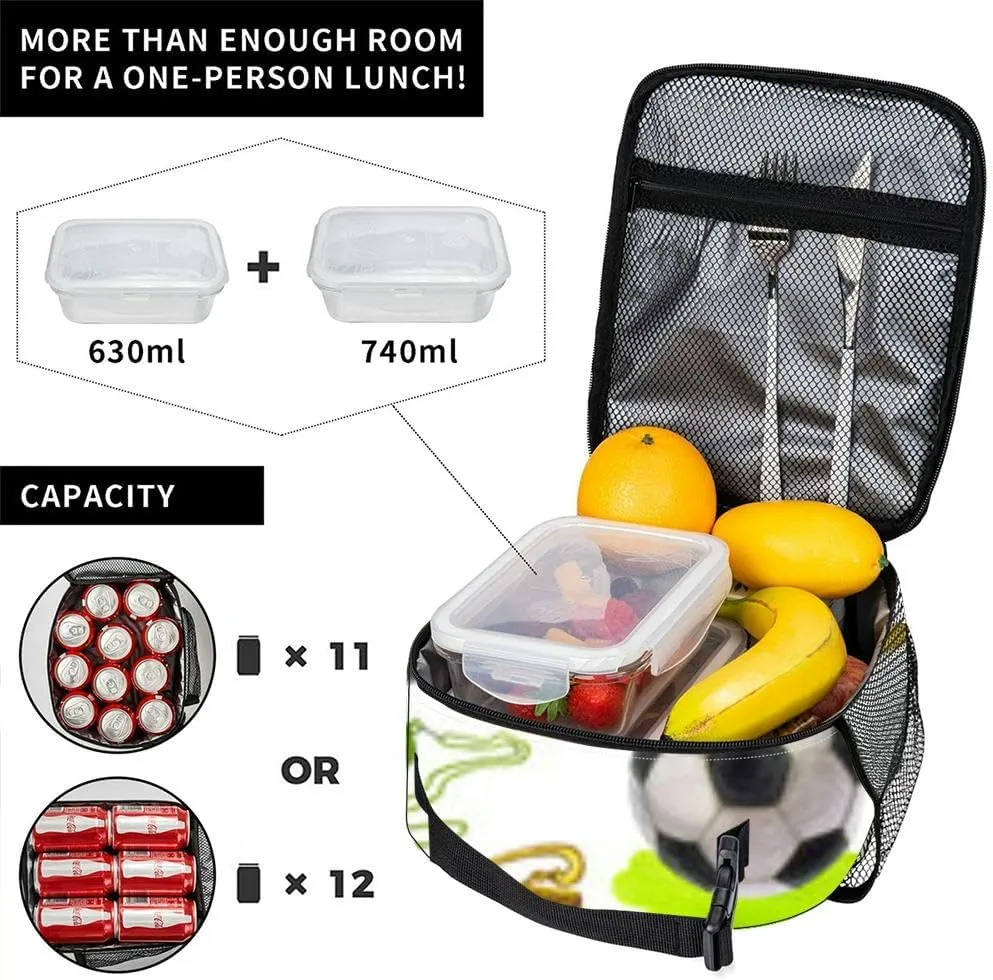 golden winner cup trophy soccer ball whistle victory prize Hand draw Insulated Iunch Bag for Men Woman Large Portable Waterproof Reusable Thermal Lunch Box with Pockets for Work Travel Picnic