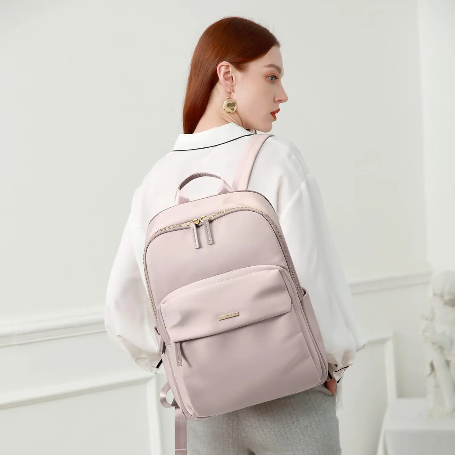 GOLF SUPAGS Laptop Backpack for Women Fits 14 Inch Notebook Casual Daypack Purse Work Travel College Bag (Pink)