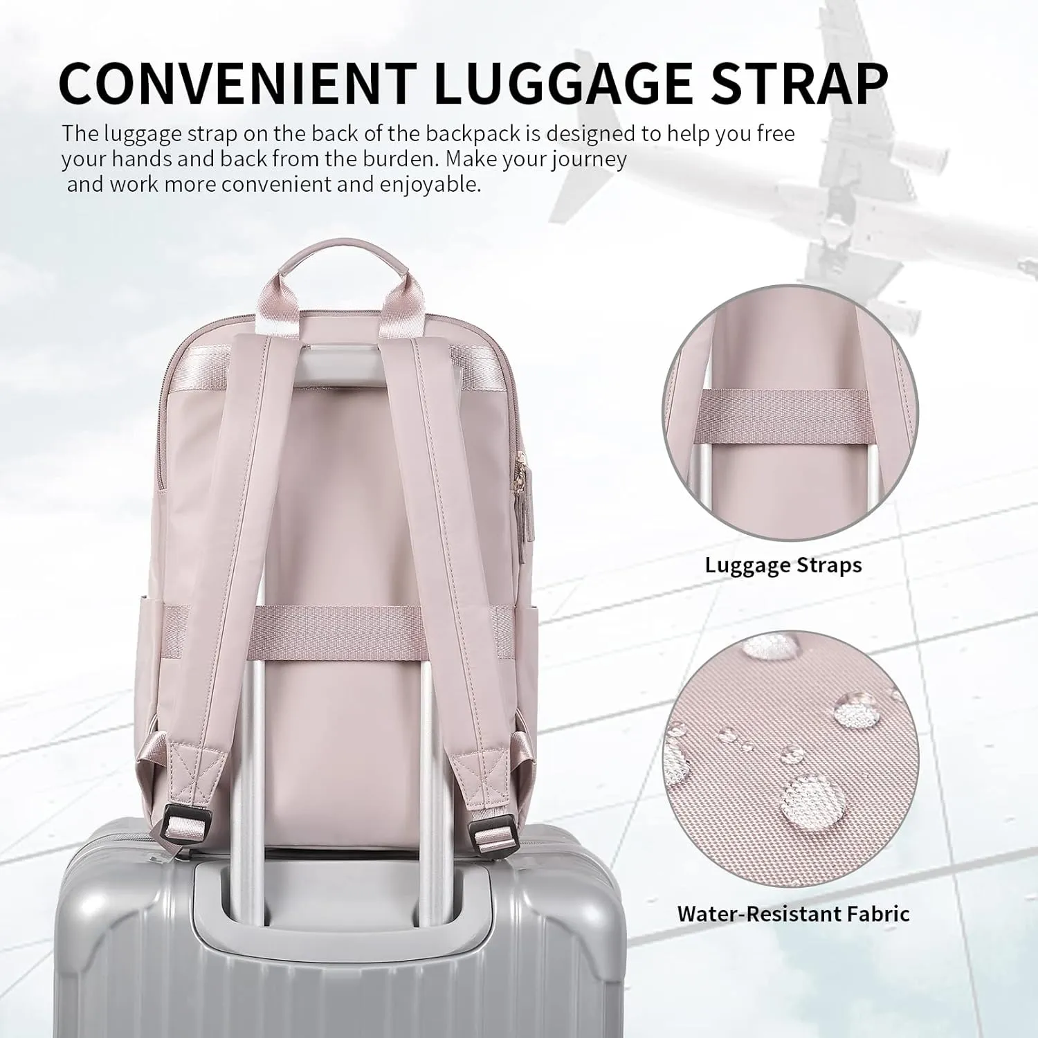 GOLF SUPAGS Laptop Backpack for Women Fits 14 Inch Notebook Casual Daypack Purse Work Travel College Bag (Pink)