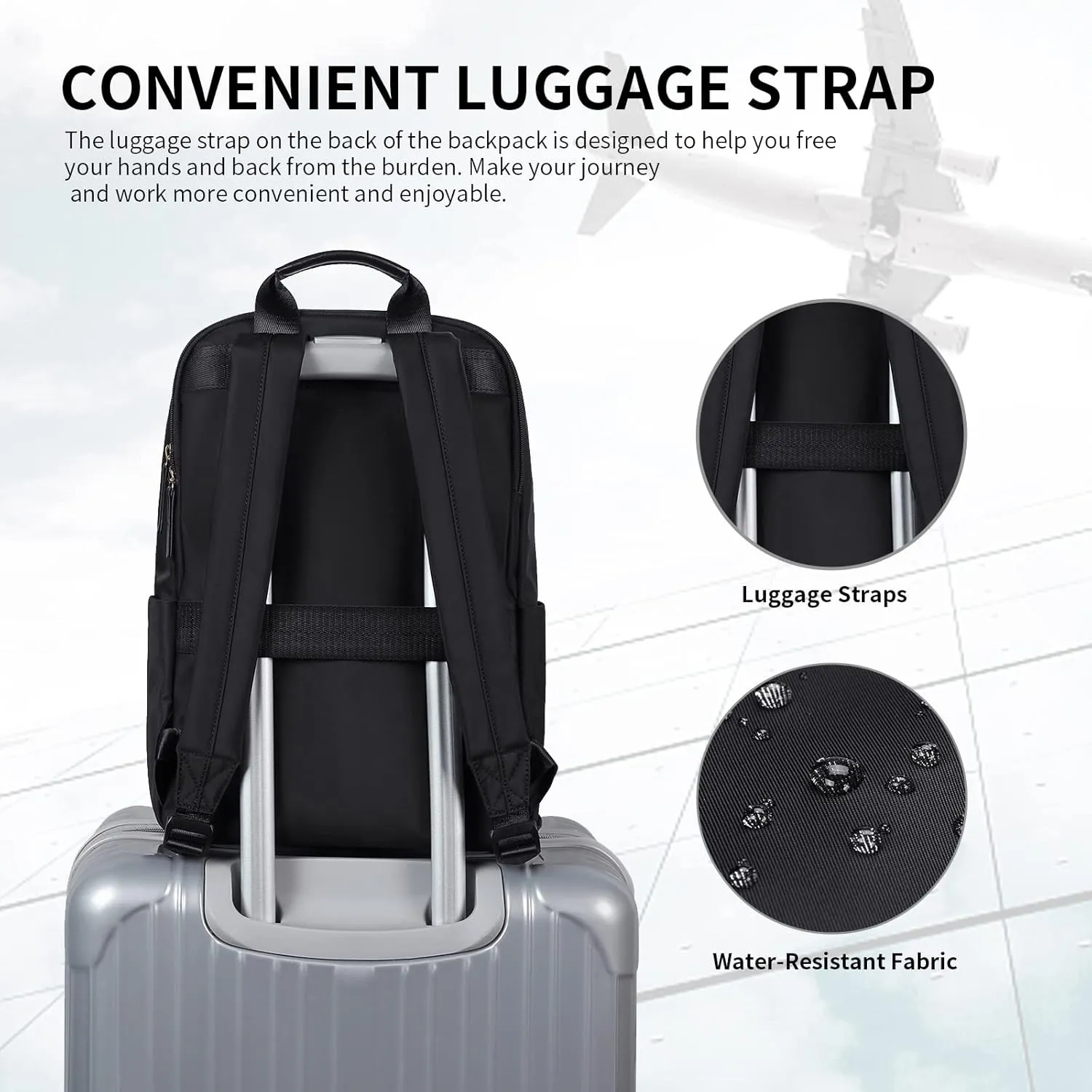 GOLF SUPAGS Laptop Backpack for Women Fits 16 Inch Notebook Casual Daypack Purse Work Travel College Bag (Black)