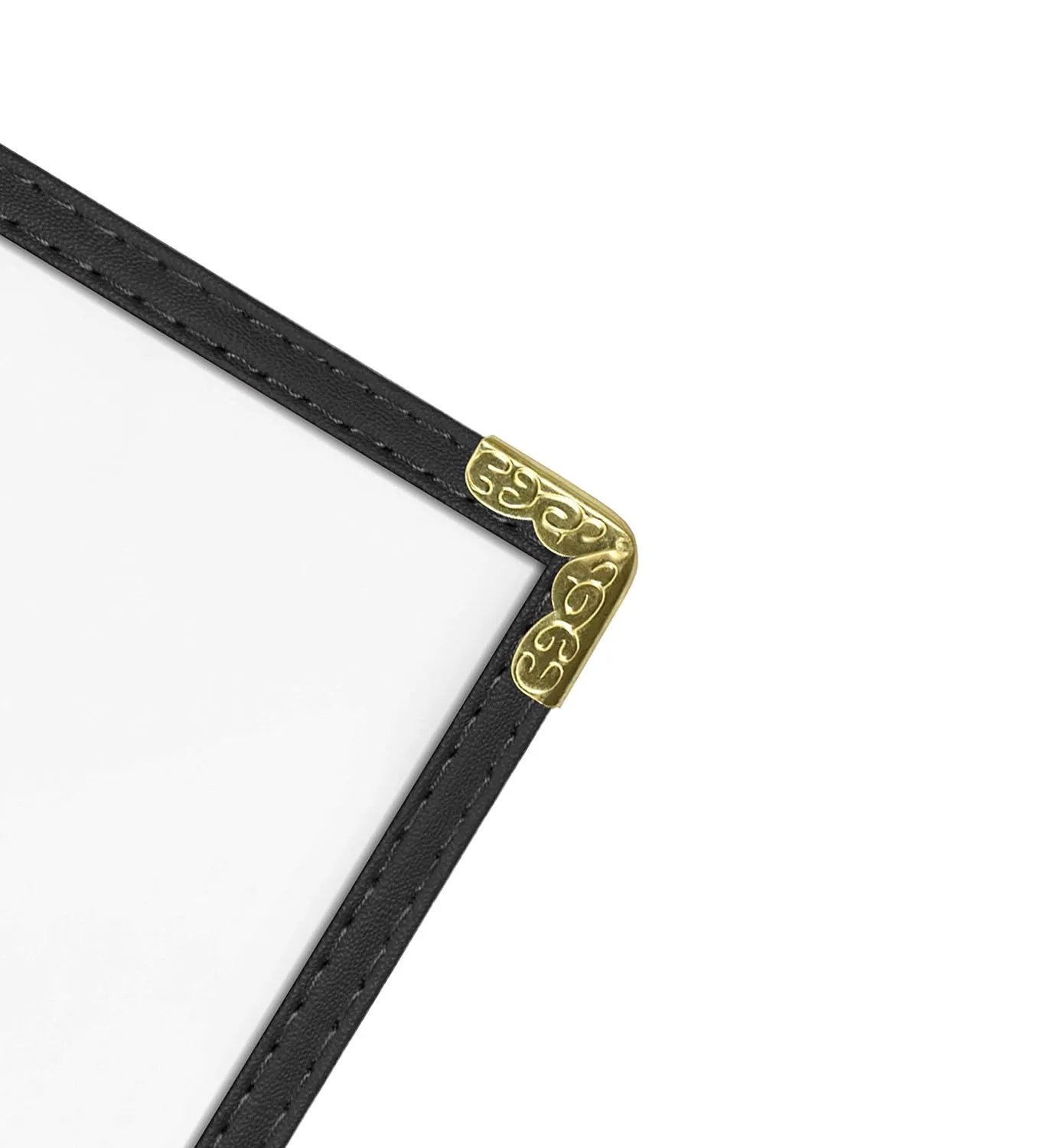 Goodsmart Restaurant Menu Covers – 25 Pack Black 2-View, Top-Loading Menu Holders, Vinyl & Plastic Café Menu Covers, Clear Menu Sleeves, Fits 8.5" x 14", Leather-Style Design, Gold Corners