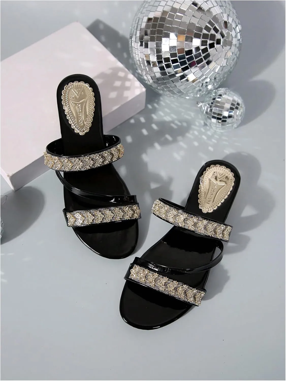 GORGLITTER Women's Gold Strappy Wedge Sandals 2025 Dressy Summer Sparkly Shoes