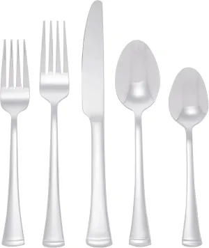 Gourmet Basics by Mikasa Contempo 45-Piece Stainless Steel Flatware Set, Service for 8,Silver