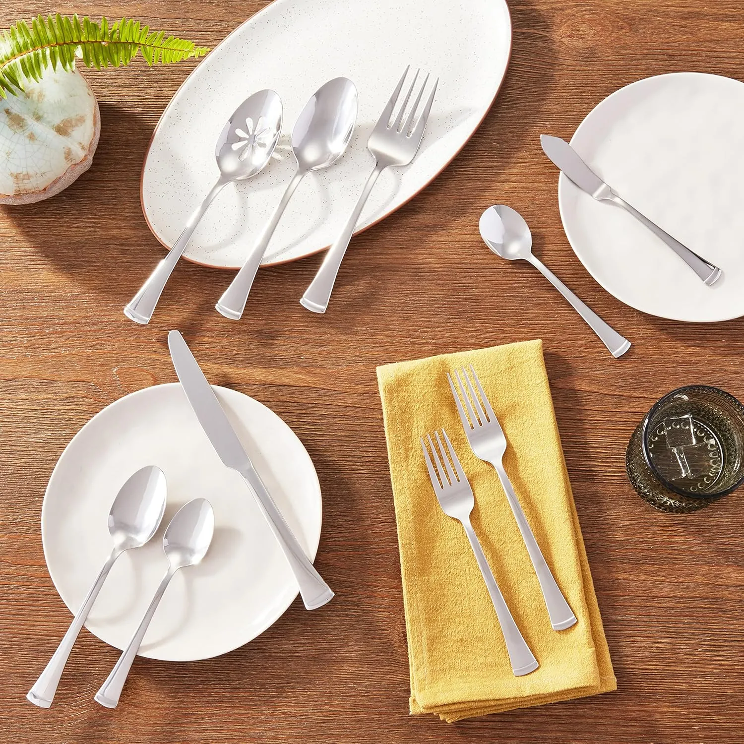 Gourmet Basics by Mikasa Contempo 45-Piece Stainless Steel Flatware Set, Service for 8,Silver