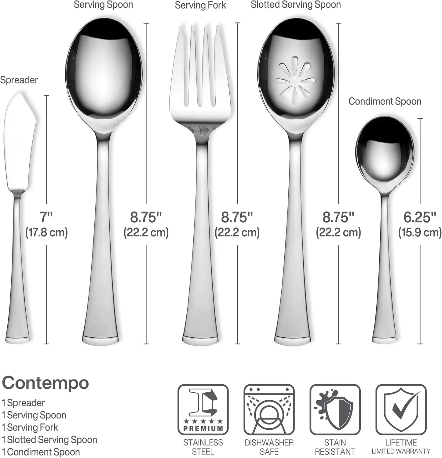 Gourmet Basics by Mikasa Contempo 45-Piece Stainless Steel Flatware Set, Service for 8,Silver