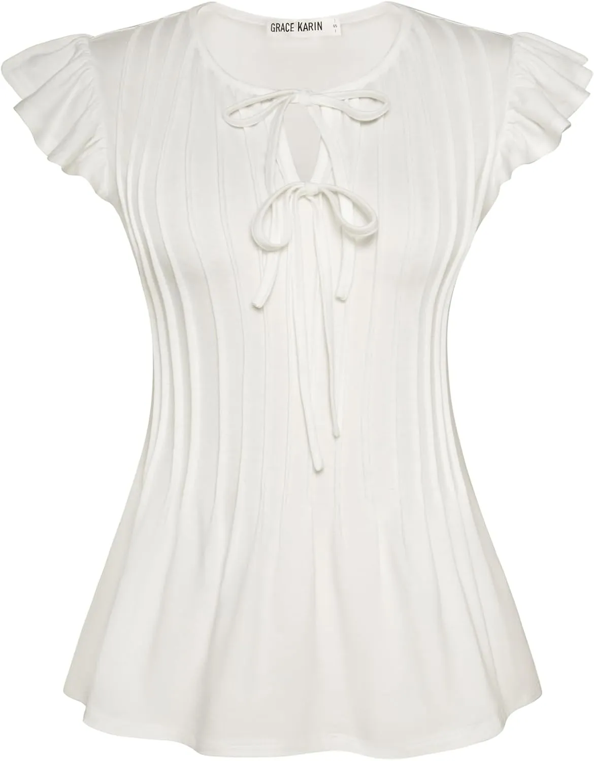 GRACE KARIN Women's Ruffle Cap Sleeve Tunics Summer Tie Front Dressy Casual Blouse Elegant Work Tops for Women 2025