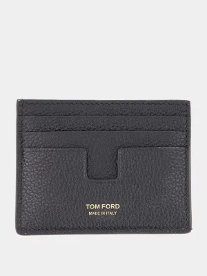 Grained-Leather Black Card Holder
