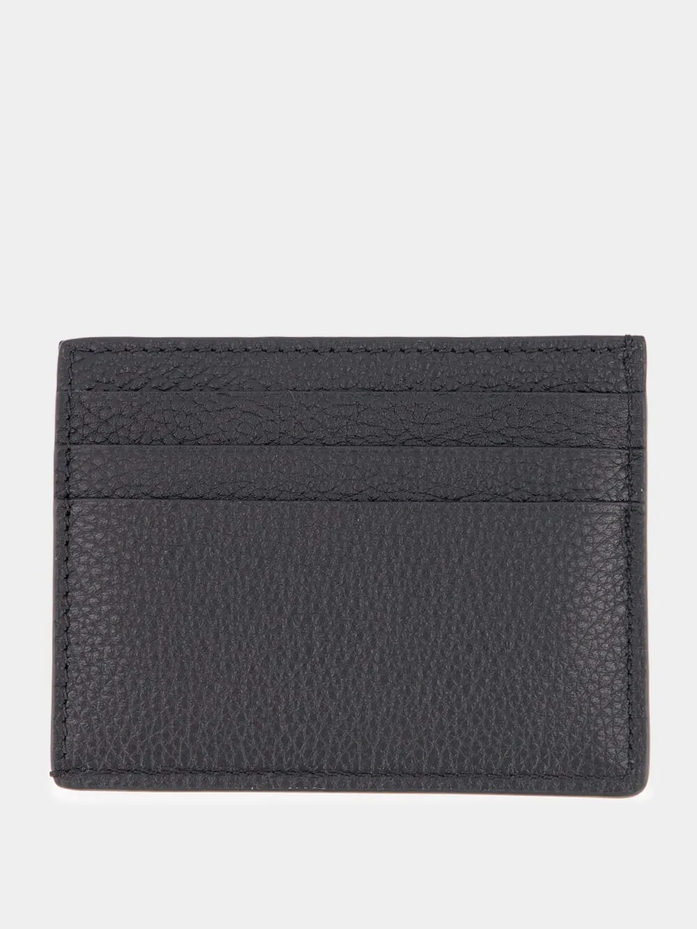 Grained-Leather Black Card Holder