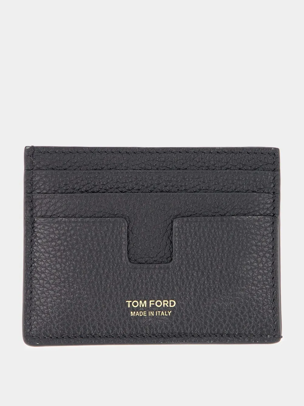 Grained-Leather Black Card Holder