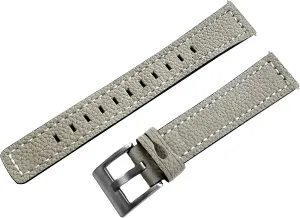 Gray Suede with White Stitches Leather Band Compatible with Garmin Approach S12 and S42 Smartwatches Strap B18P20 (2. Silver Color Buckle, for Garmin Approach S12)