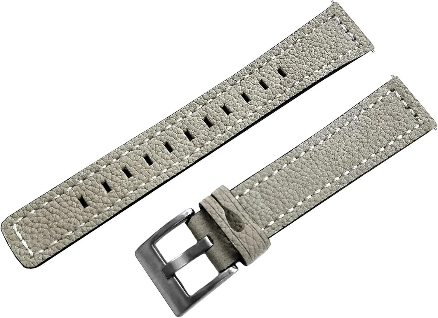 Gray Suede with White Stitches Leather Band Compatible with Garmin Approach S12 and S42 Smartwatches Strap B18P20 (2. Silver Color Buckle, for Garmin Approach S12)