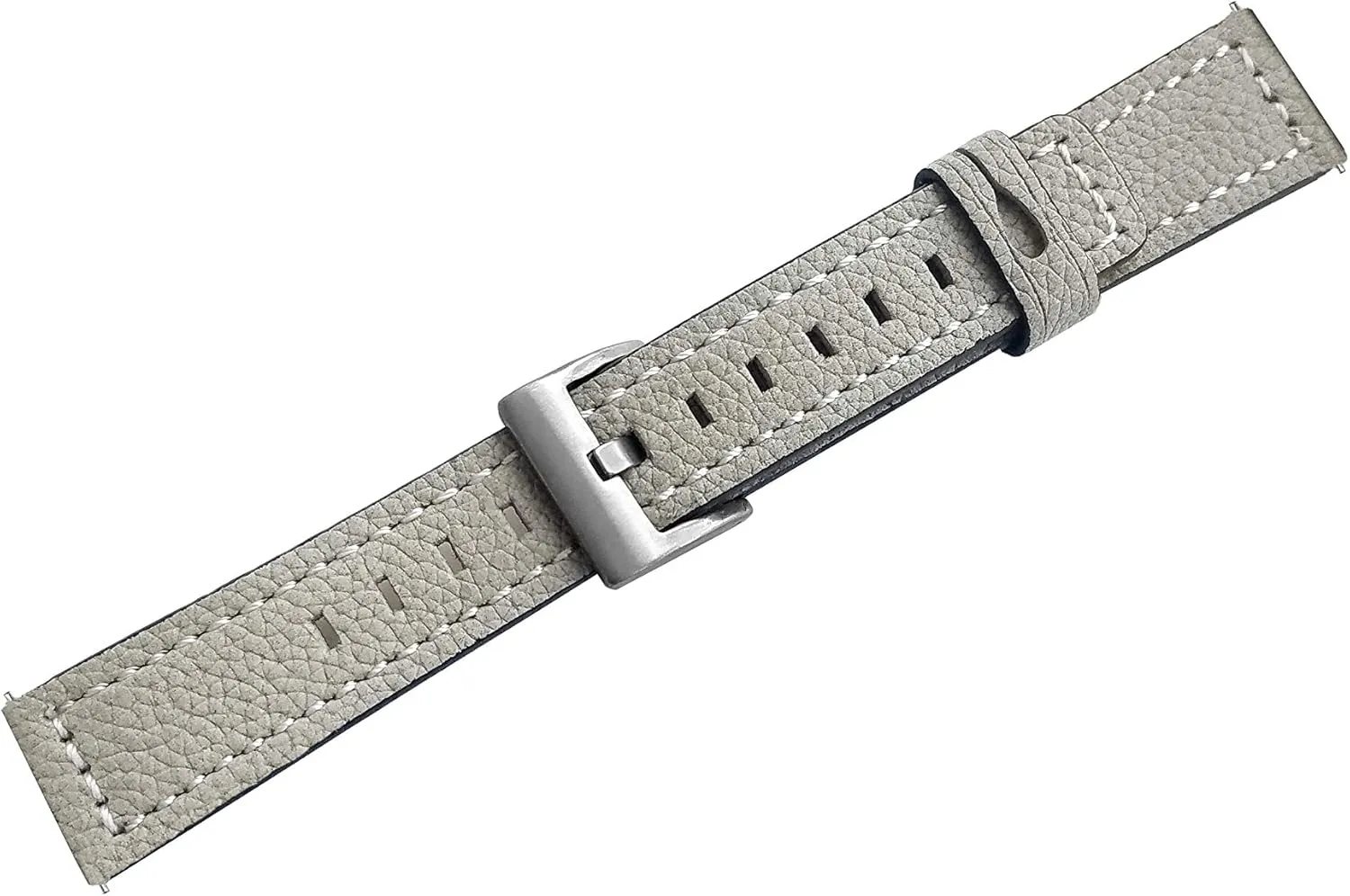Gray Suede with White Stitches Leather Band Compatible with Garmin Approach S12 and S42 Smartwatches Strap B18P20 (2. Silver Color Buckle, for Garmin Approach S12)
