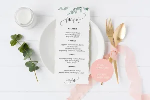 Greenery Wedding Menu Printable Template, Editable Instant Download, Menu Cards, DIY Dinner Menu  - Melissa