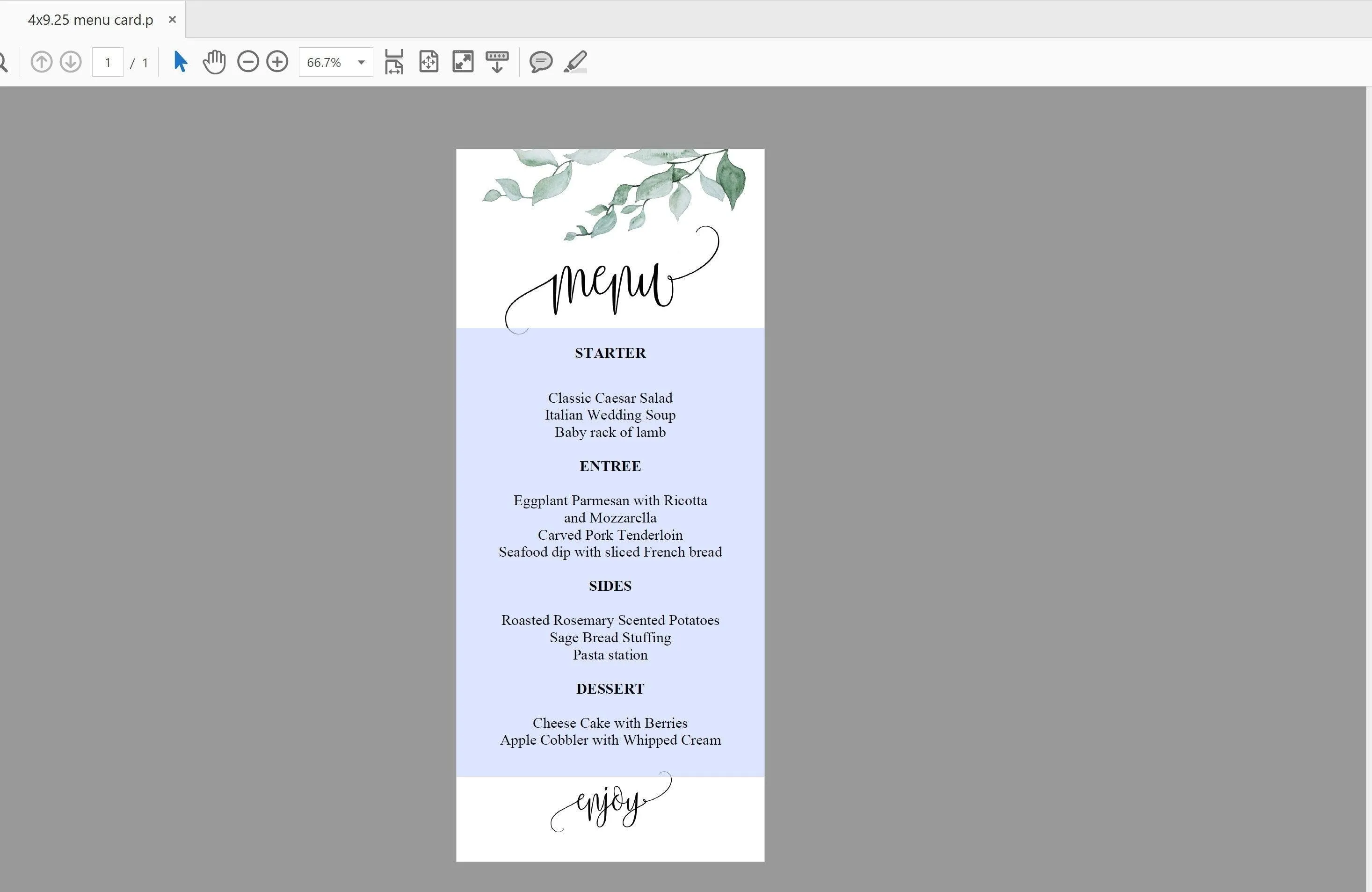 Greenery Wedding Menu Printable Template, Editable Instant Download, Menu Cards, DIY Dinner Menu  - Melissa