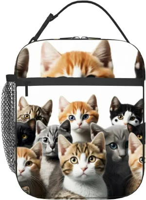 Group cats a white Can be used advertising and celebration Internation Insulated Iunch Bag for Men Woman Large Portable Waterproof Reusable Thermal Lunch Box with Pockets for Work Travel Picnic