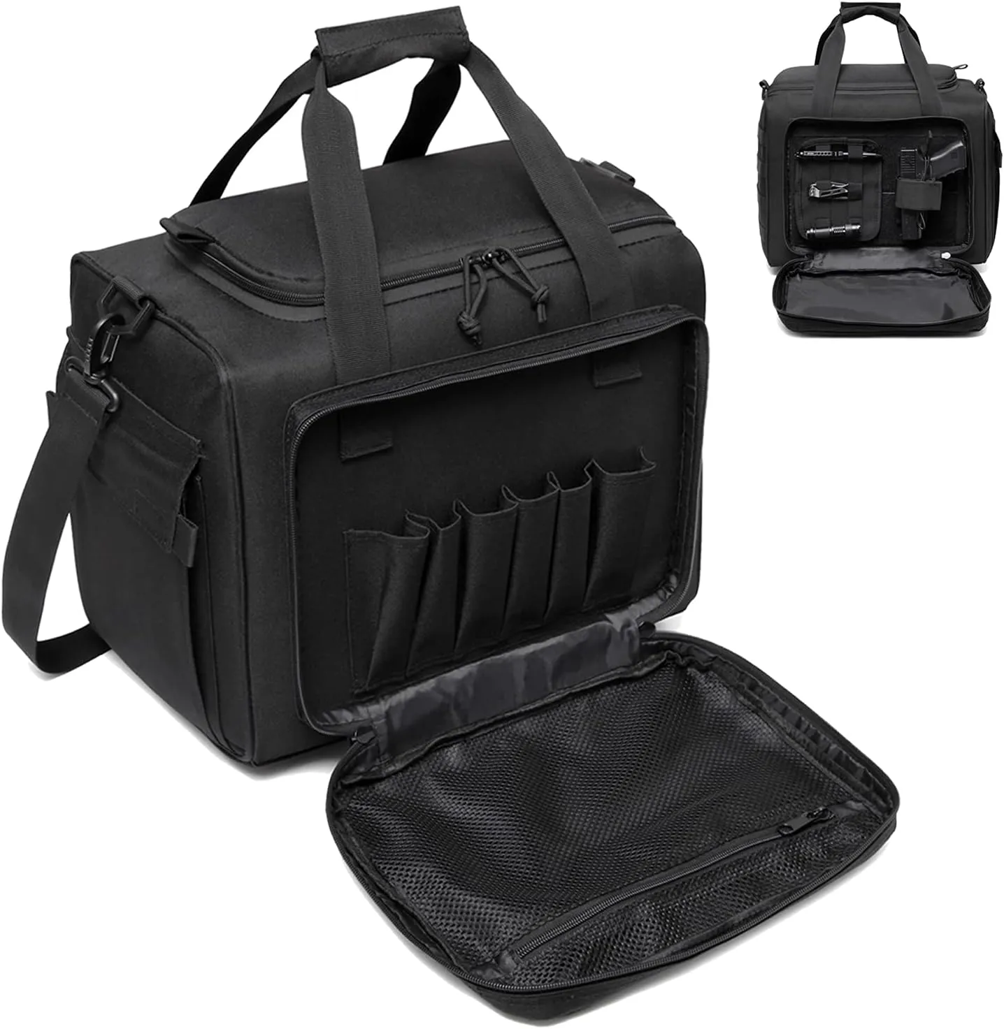 Gun Case Bag Large | Tactical 4  Pistol Bag Firearm Shooting Case with Lockable Zippers for Shooting Range Outdoor Hunting | 2x Removable Dividers Included