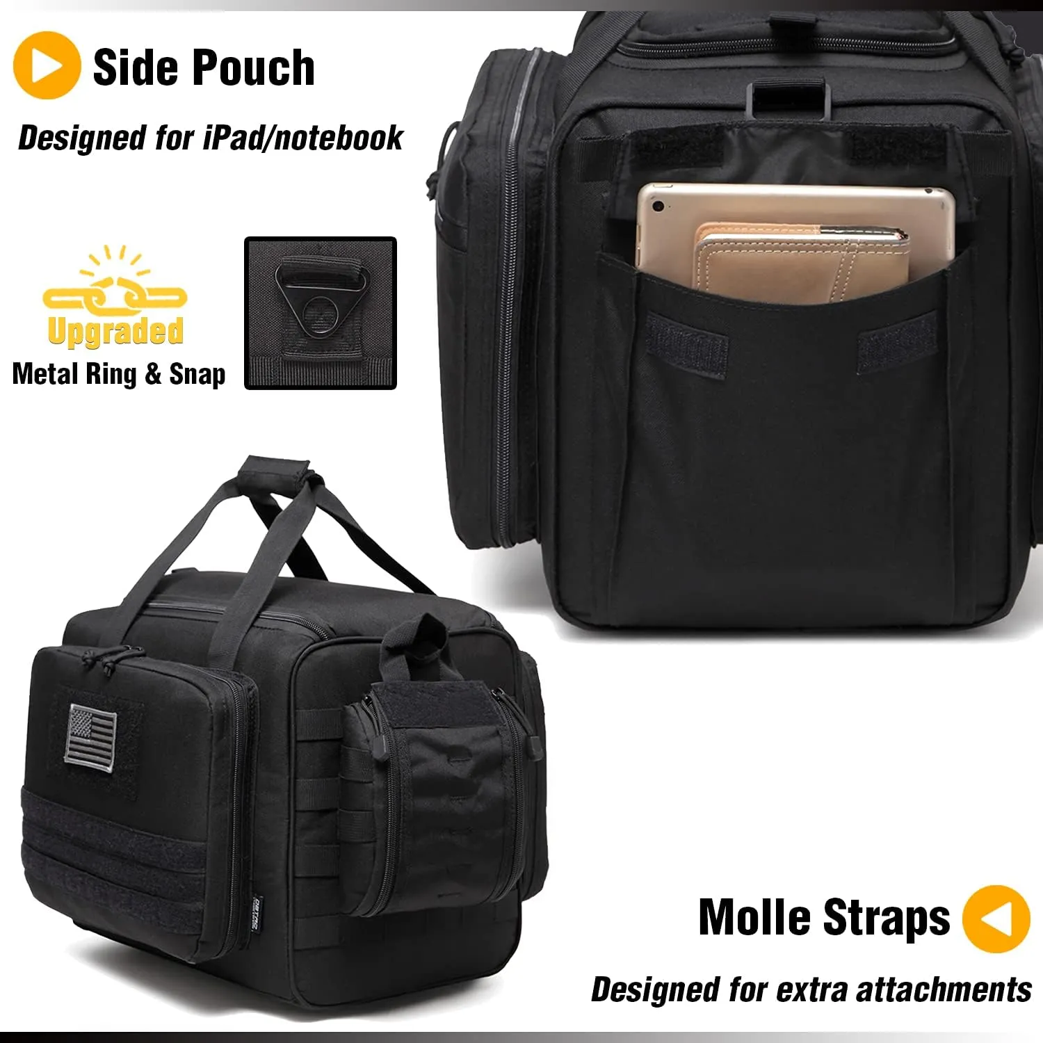 Gun Case Bag Large | Tactical 4  Pistol Bag Firearm Shooting Case with Lockable Zippers for Shooting Range Outdoor Hunting | 2x Removable Dividers Included