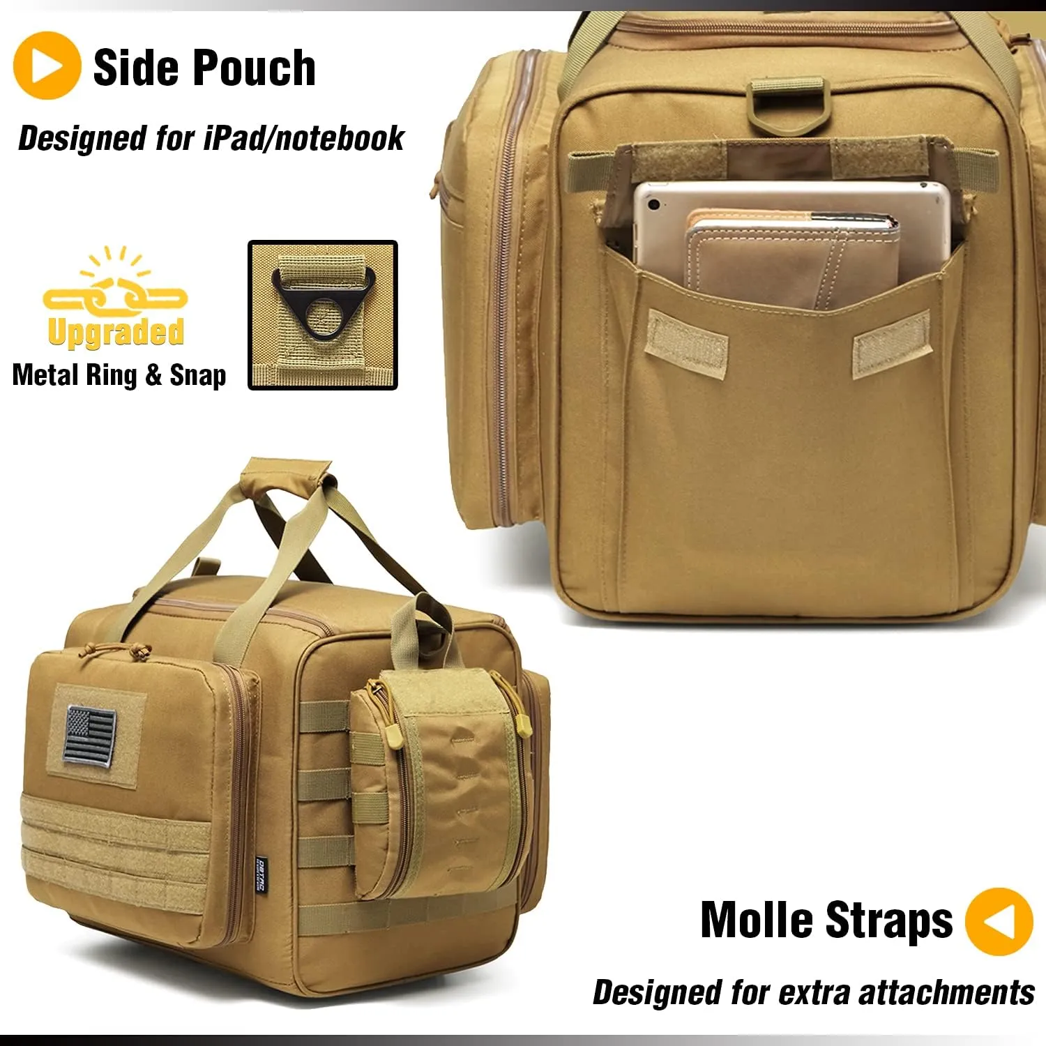 Gun Case Bag Large | Tactical 4  Pistol Bag Firearm Shooting Case with Lockable Zippers for Shooting Range Outdoor Hunting | 2x Removable Dividers Included