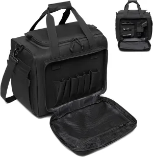 Gun Case Bag Large | Tactical 4  Pistol Bag Firearm Shooting Case with Lockable Zippers for Shooting Range Outdoor Hunting | 2x Removable Dividers Included