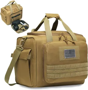 Gun Case Bag Large | Tactical 4  Pistol Bag Firearm Shooting Case with Lockable Zippers for Shooting Range Outdoor Hunting | 2x Removable Dividers Included