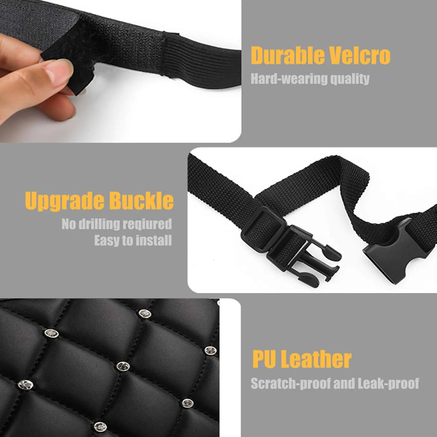 Guoord Bling Car Net Pocket PU Leather Handbag Holder for Mesh Organize
