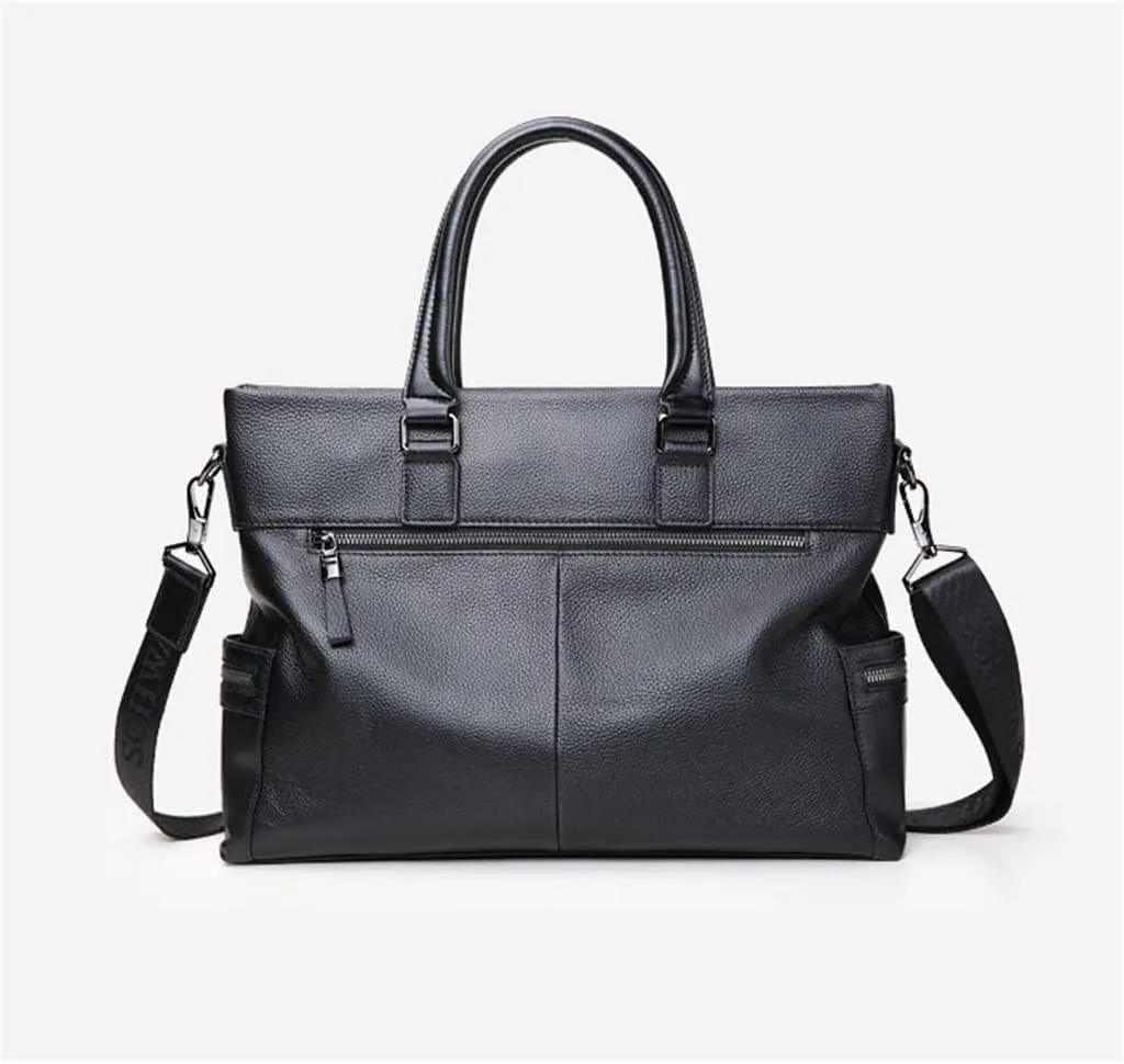 Handbag men's bag cowhide men's business bag horizontal large capacity briefcase