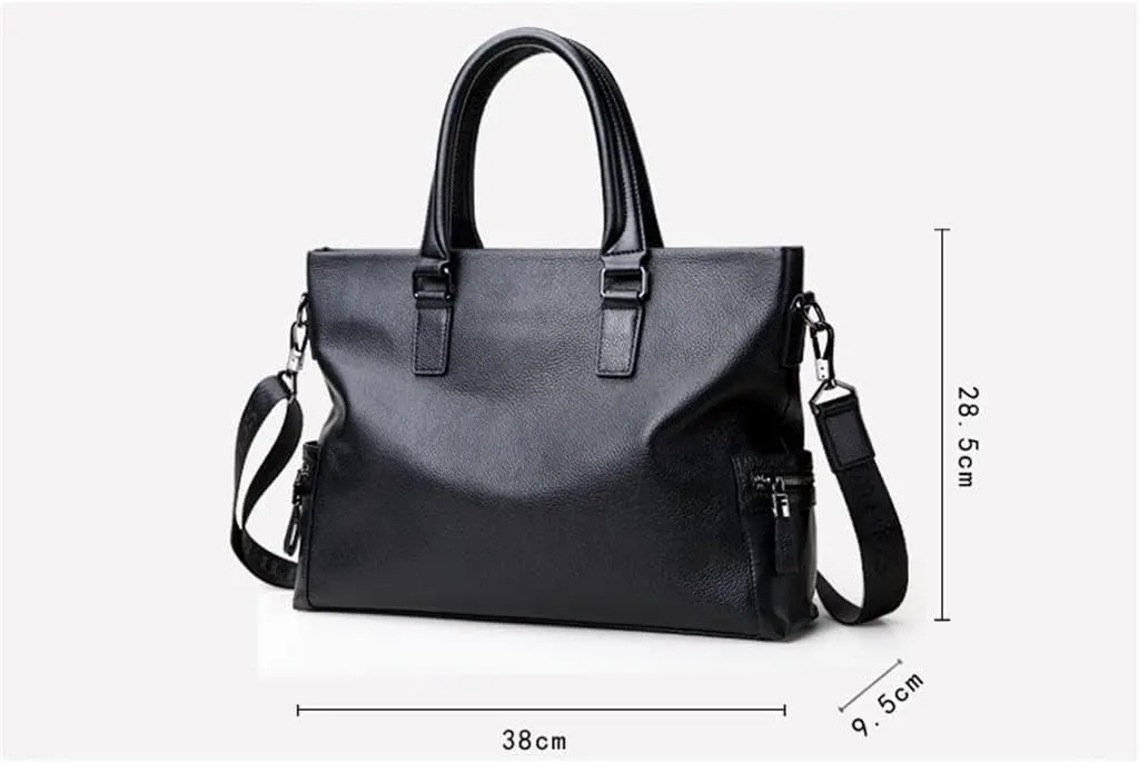Handbag men's bag cowhide men's business bag horizontal large capacity briefcase