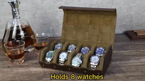 Handmade Crazy Horse Leather 8 Slots Watch Organizer