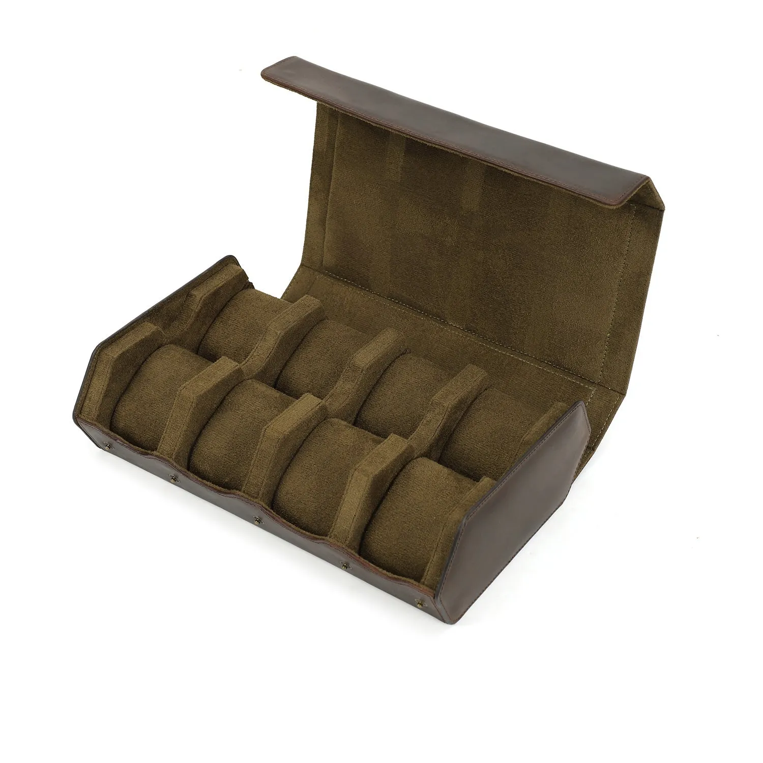 Handmade Crazy Horse Leather 8 Slots Watch Organizer