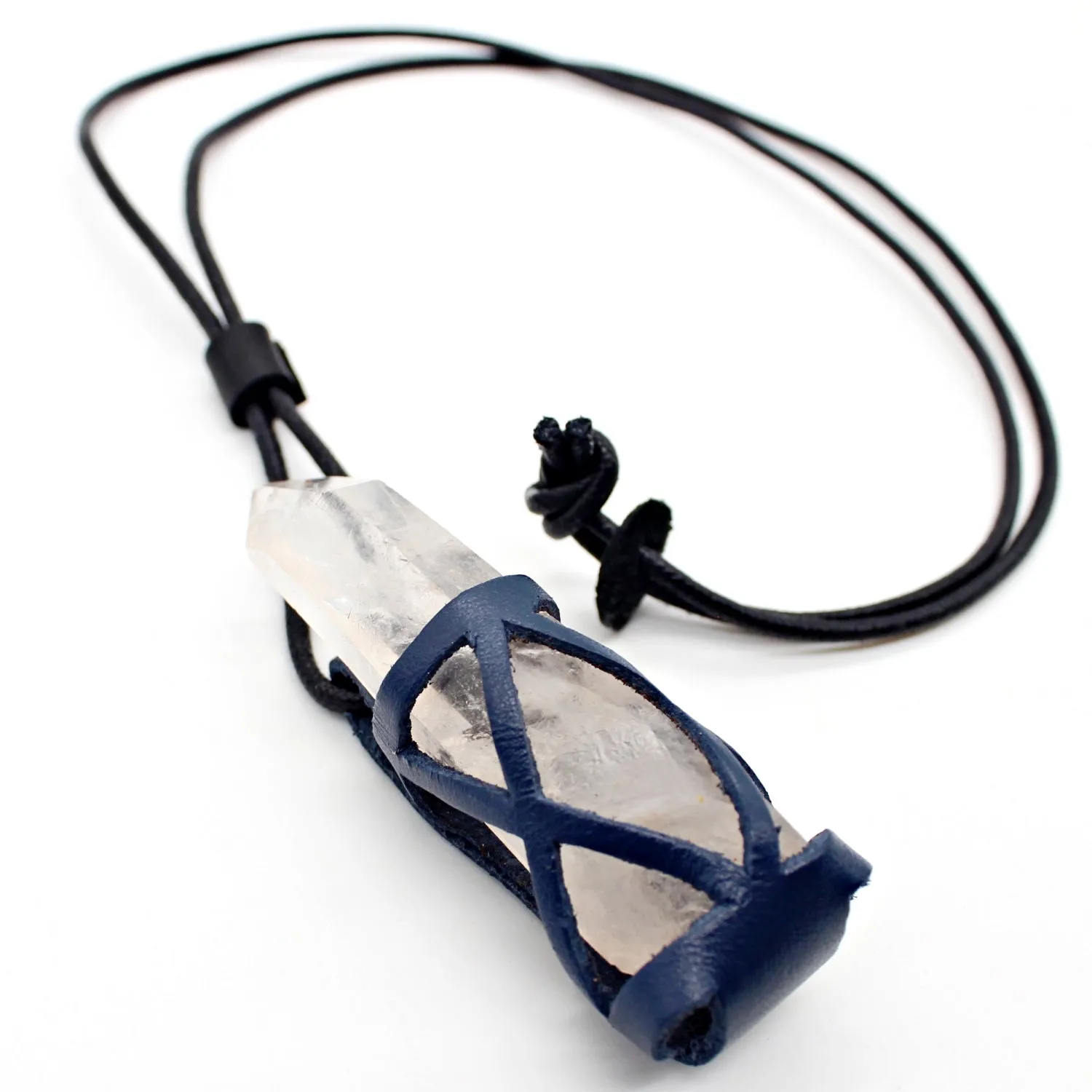 Handmade leather gemstone crystal holder/case necklace without stone