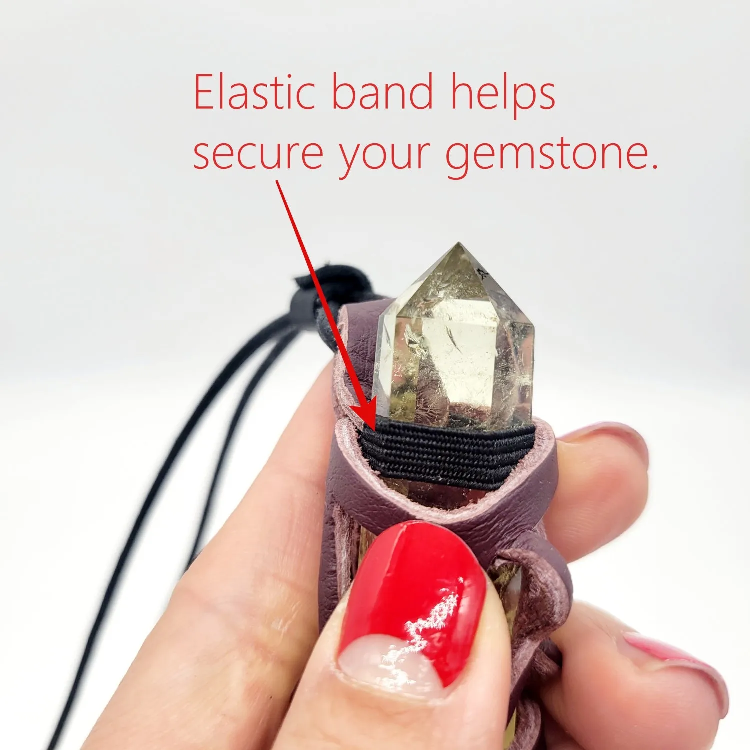 Handmade leather gemstone crystal holder/case necklace without stone
