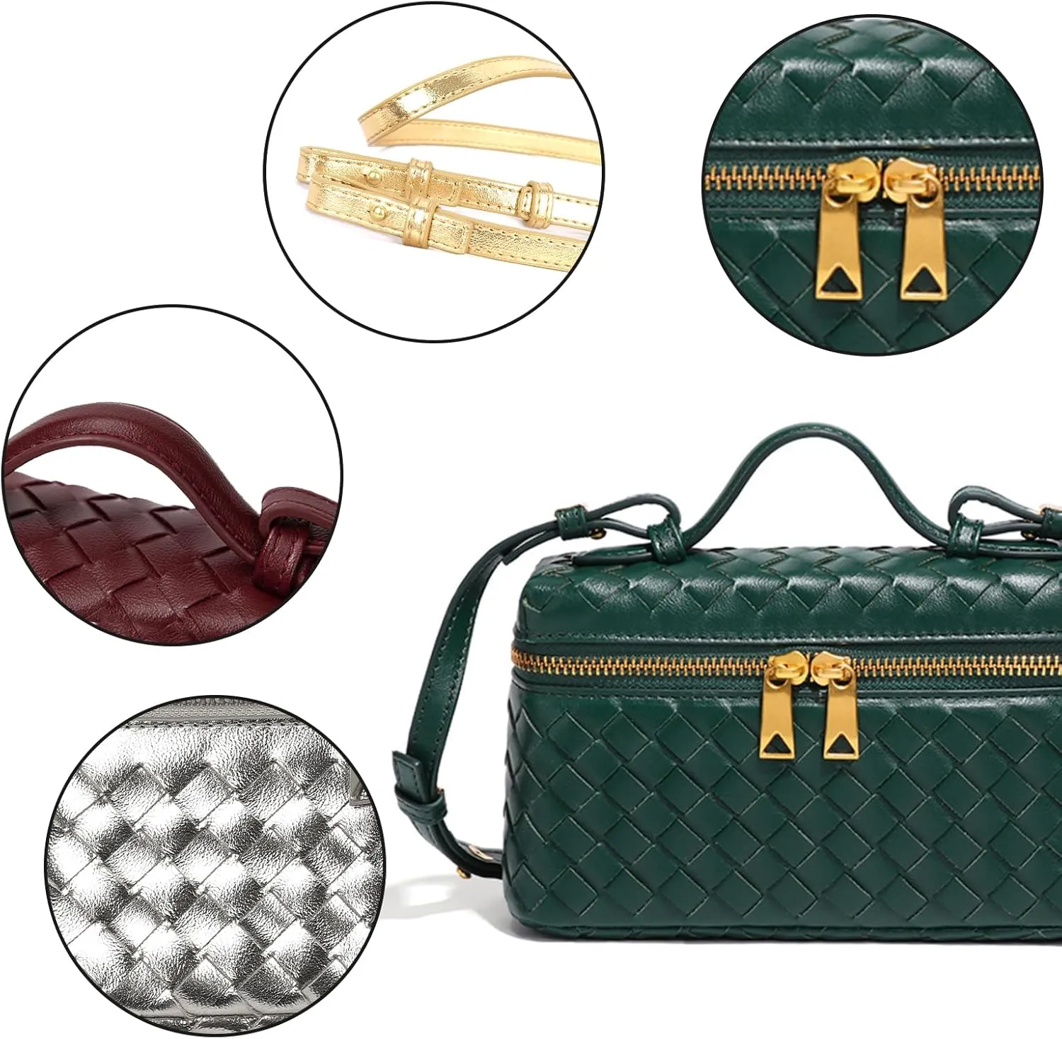 Handwoven solid color soft leather handbag, crossbody bag, women's party bag