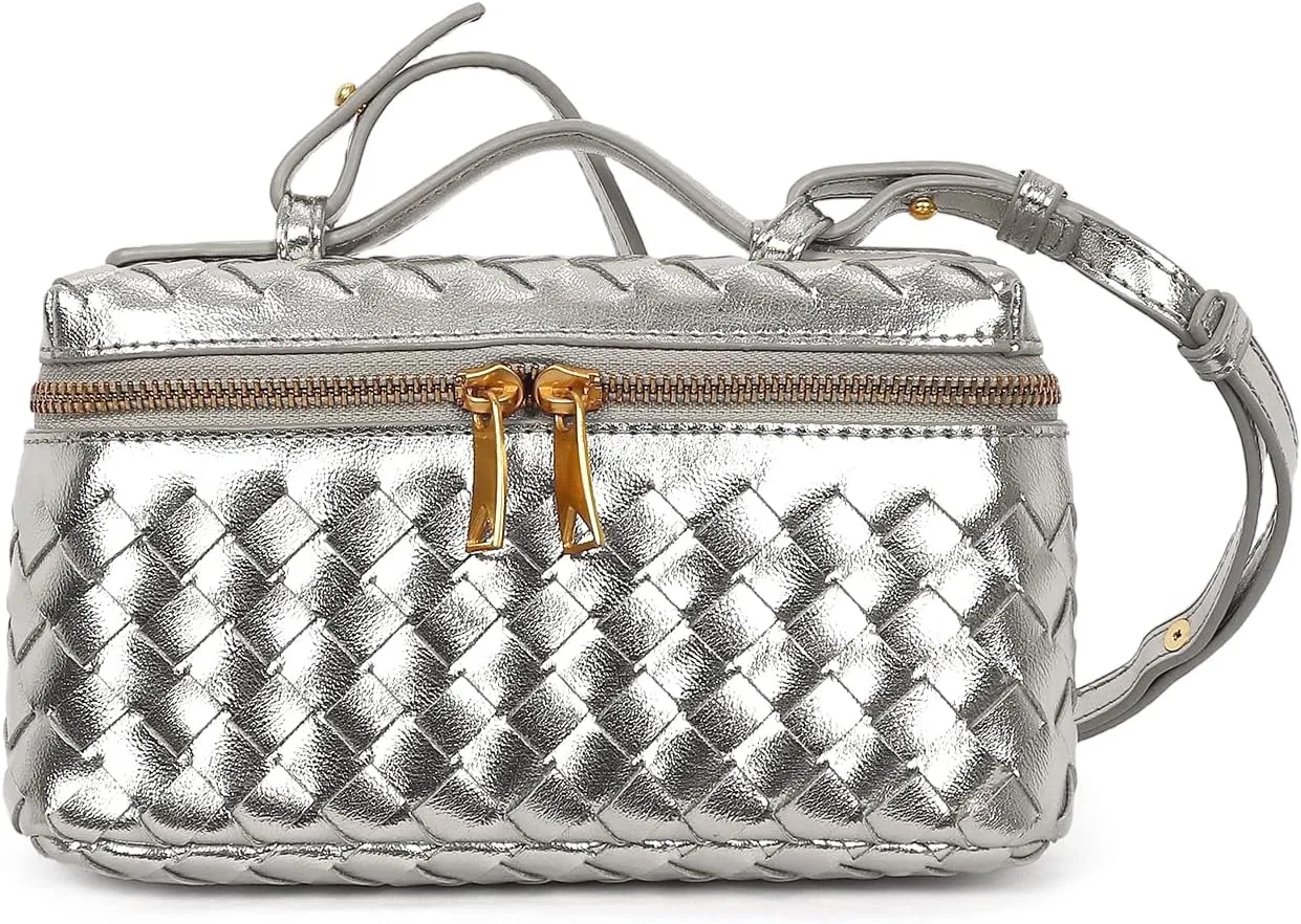 Handwoven solid color soft leather handbag, crossbody bag, women's party bag