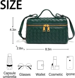 Handwoven solid color soft leather handbag, crossbody bag, women's party bag