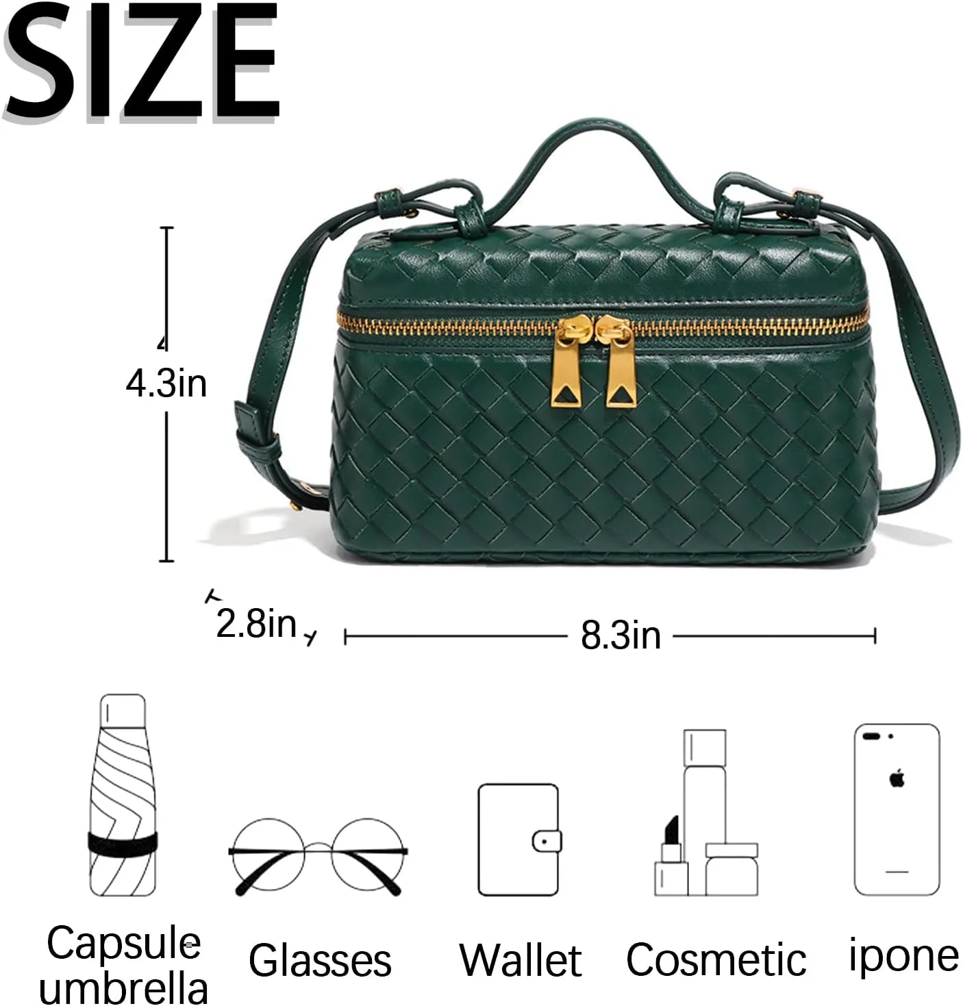 Handwoven solid color soft leather handbag, crossbody bag, women's party bag