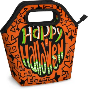 Happy Halloween Topic Lunch Tote Bag Reusable Insulated Lunch Box for Women Men Soft Lightweight Leakproof Portable Meal Prep Bags for Work Office Picnic Travel Beach