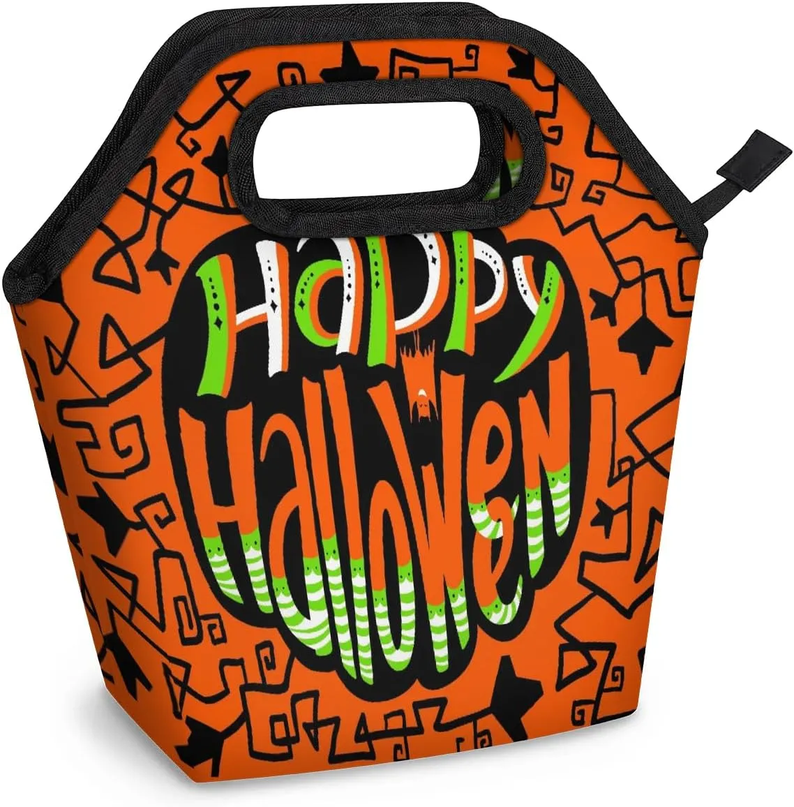 Happy Halloween Topic Lunch Tote Bag Reusable Insulated Lunch Box for Women Men Soft Lightweight Leakproof Portable Meal Prep Bags for Work Office Picnic Travel Beach