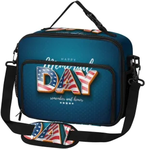 Happy Memorial Day 2023 Lunch Bag Insulated Lunch Tote Shoulder Bag for Men Women Work Travel Picnic