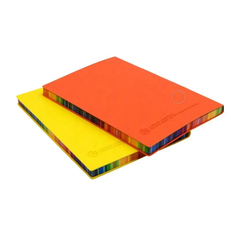 Hard Cover Leather Notebook with Rainbow Edge