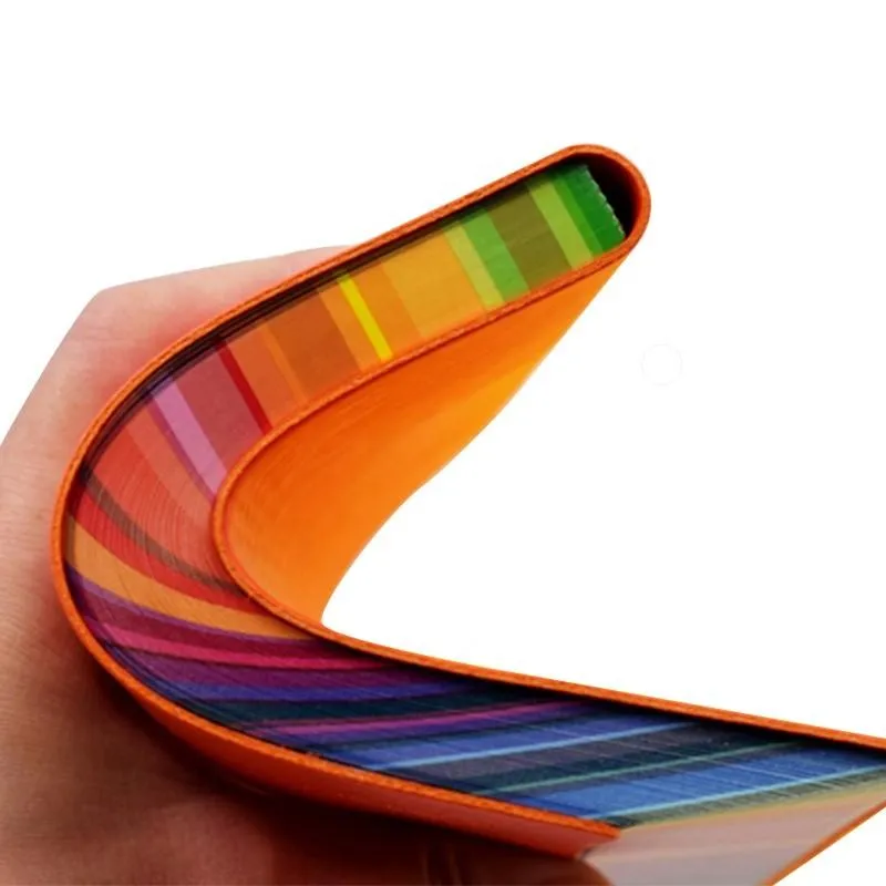 Hard Cover Leather Notebook with Rainbow Edge