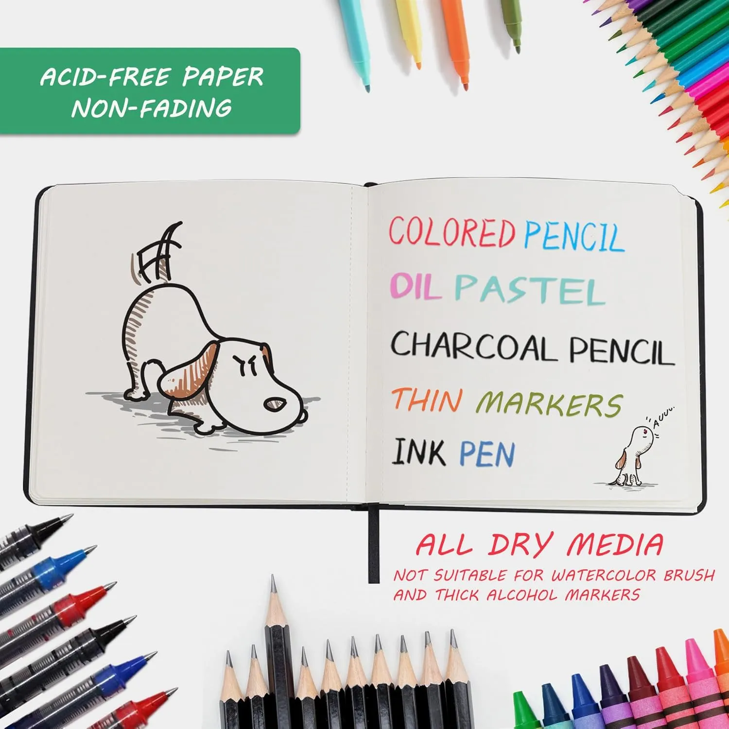 Hardcover Sketch Book, Square Sketchbook with 120LB/200GSM Thick Drawing Paper, 120 Pages/60 Sheets Sketch Pad for Adults and Kids, Large Mixed Media Sketchbook on 8x8 Inch