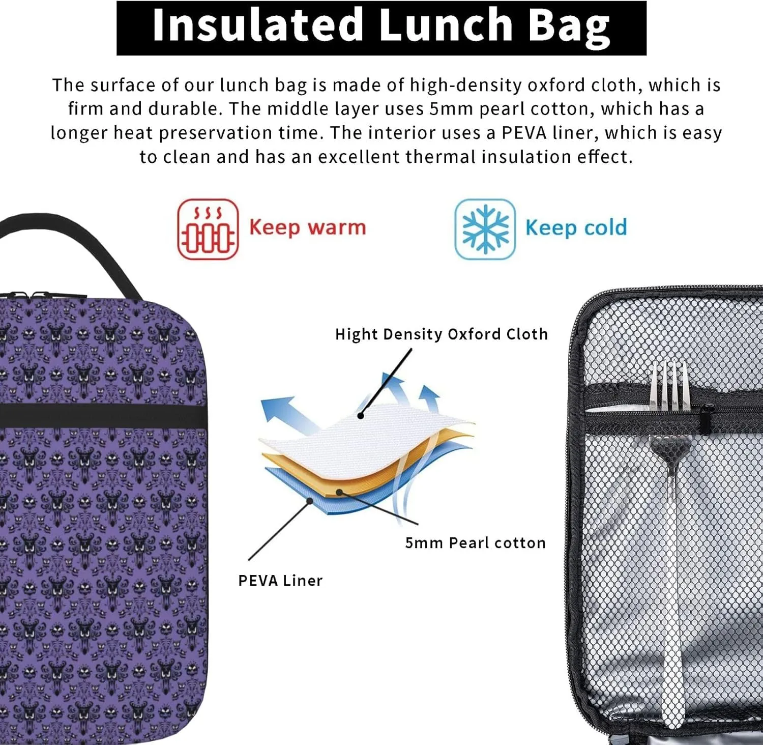 Haunted Mansion Portable Insulated Lunch Box For Men Women Lunch Bag Suitable For Outings
