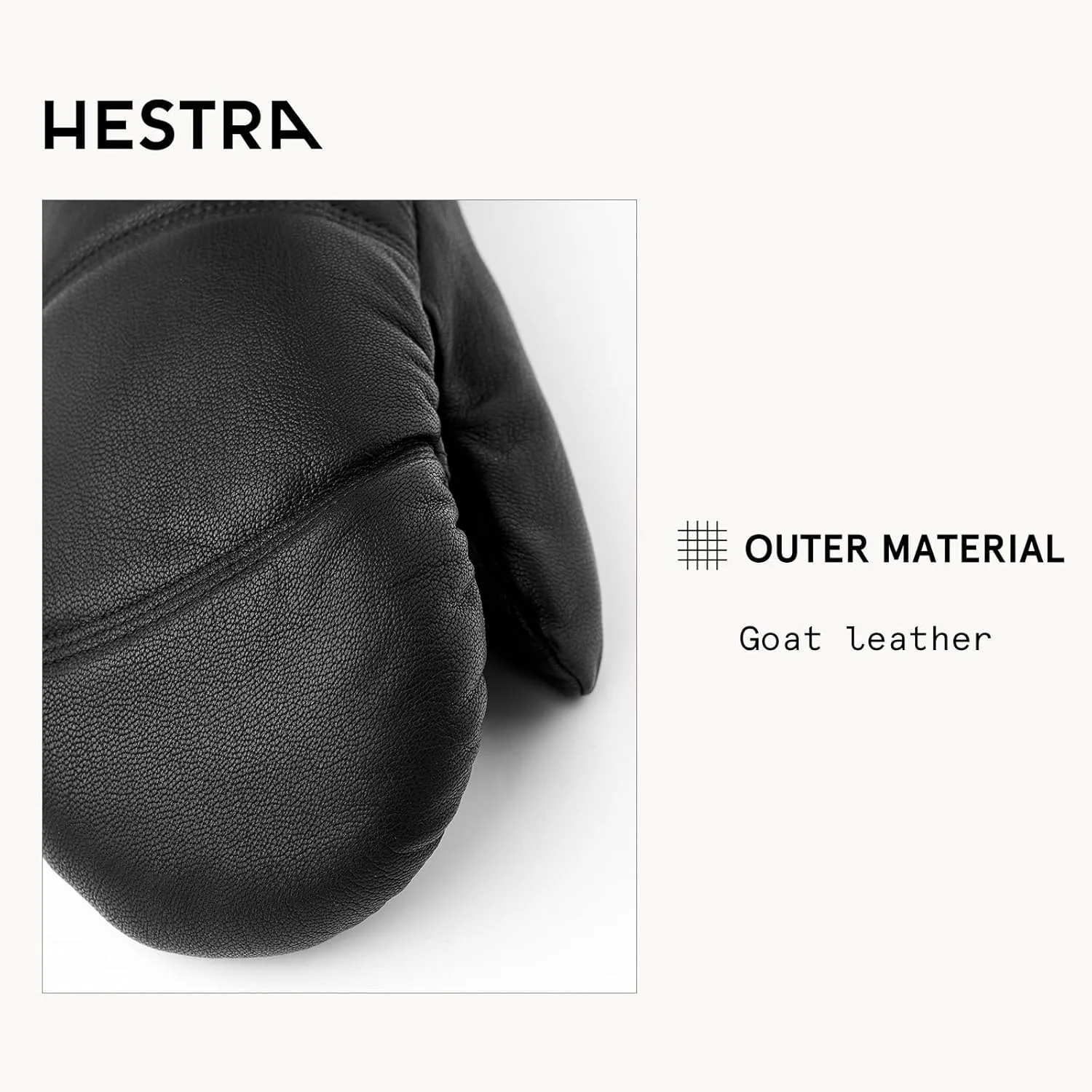 Hestra Unisex Leather Box Mitt, Leather Winter Ski Mittens for Alpine Skiing & Cold Winter Weather for Men & Women