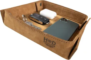 Hide & Drink, Leather Catchall Change Keys Coins Jewels Box Tray Big Storage, Handmade Includes 101 Year Warranty :: Old Tobacco